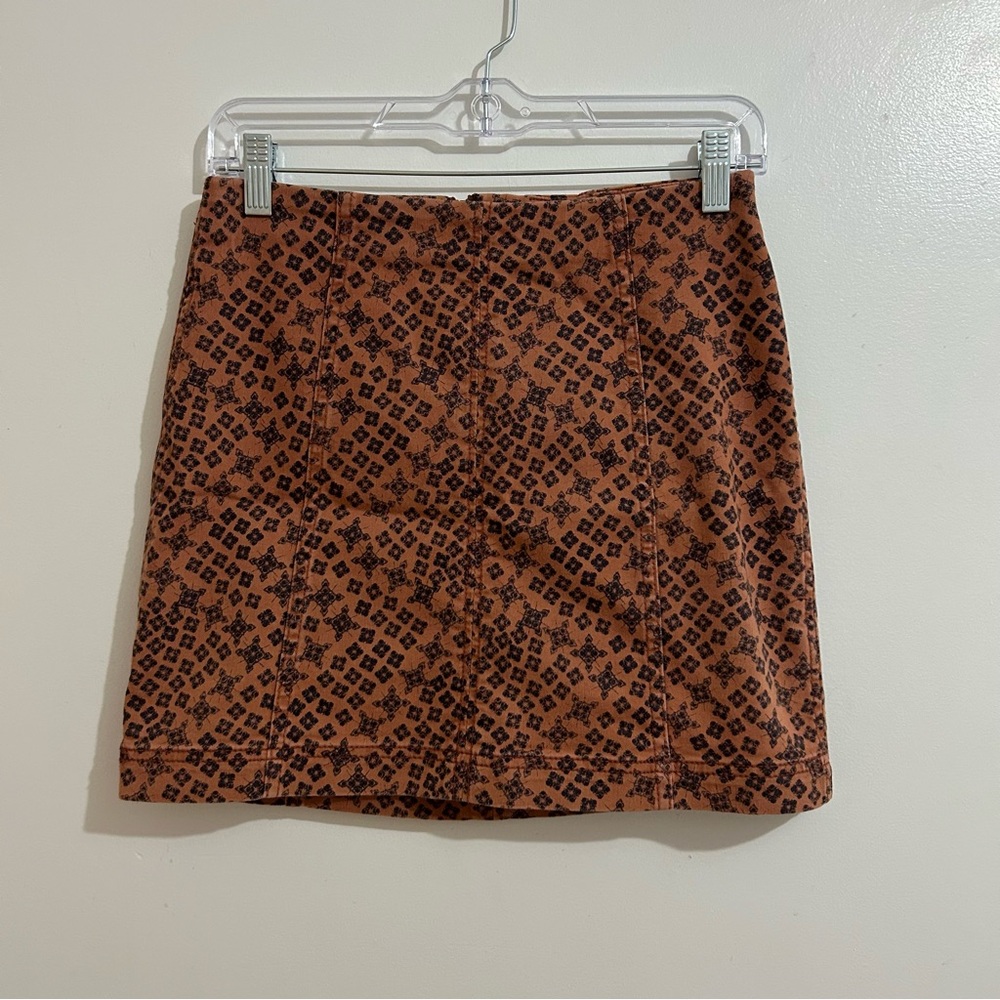 Women’s Free People Rust & Navy Geometric Cotton Blend Skirt Size 6